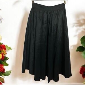 Forever 21 Black Full Midi Skirt Sz Small Lined Fashion Long Semi Structured